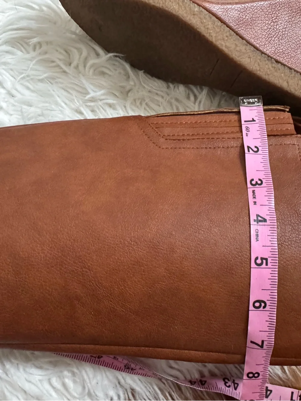 Zodiac Womens Iggy Wedge Boots Mid Calf 8.5 cognac
